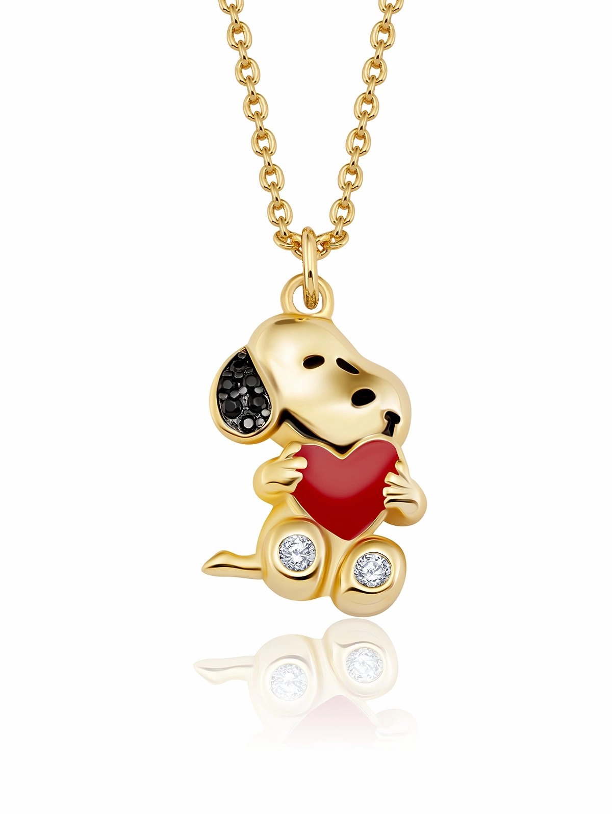 Snoopy's Love Necklace Finished in 18kt Yellow Gold