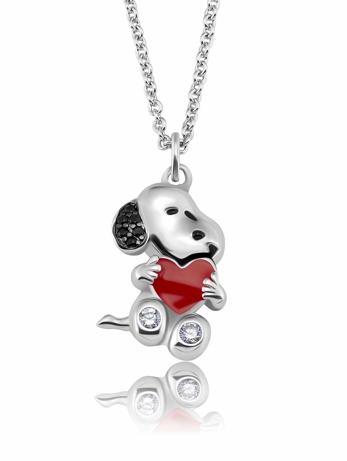 Snoopy's Love Necklace Finsihed in Pure Platinum