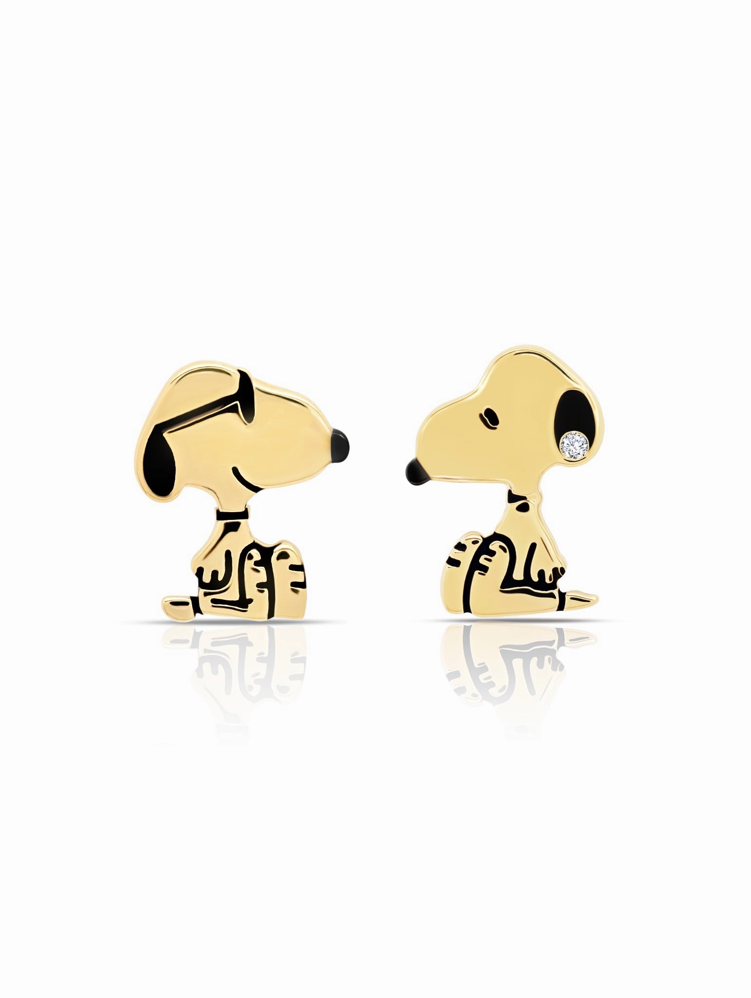 Snoopy Stud Earrings in 18kt Yellow Gold