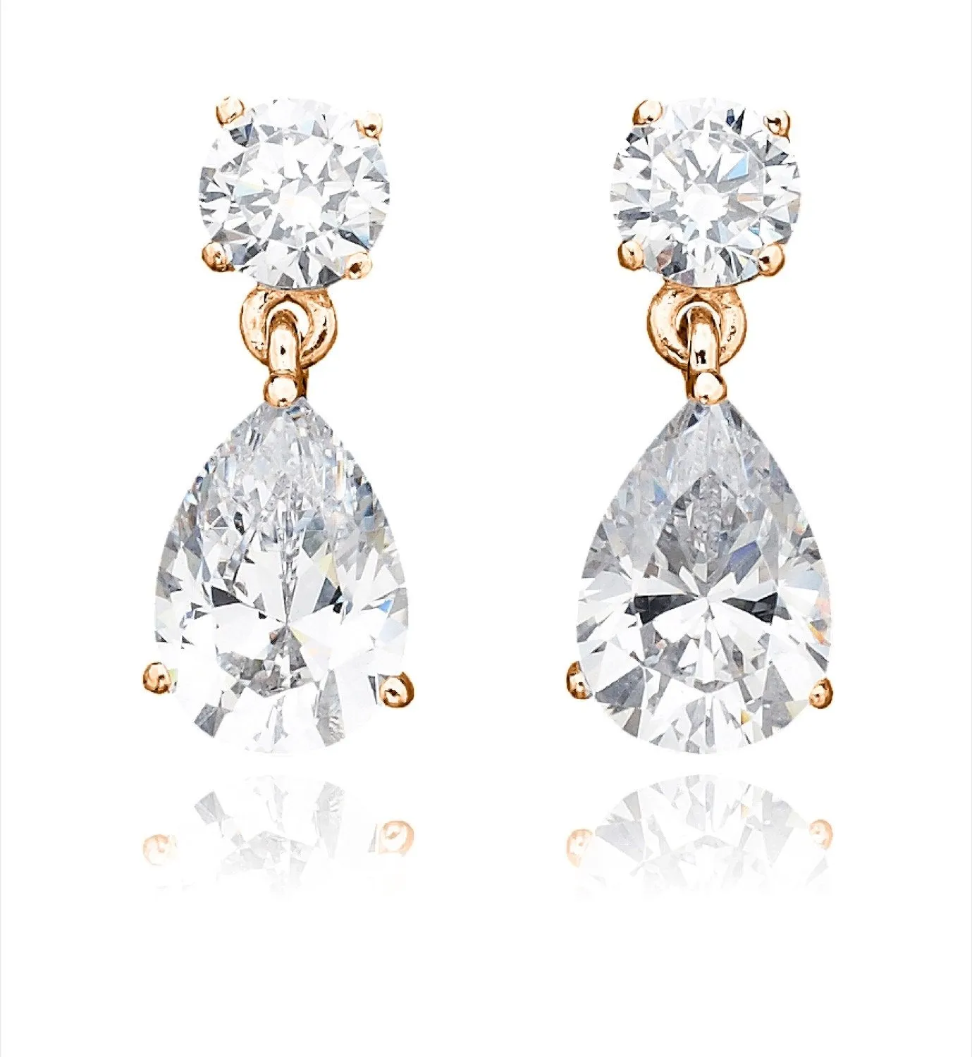 Solitaire Princess Earrings Finished in 18kt Rose Gold - 1.5 Cttw