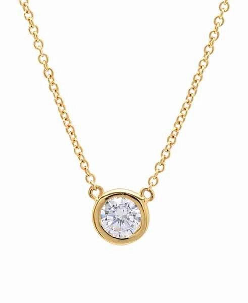 Solitaire Bezel Pendant Small Finished in 18kt Yellow Gold