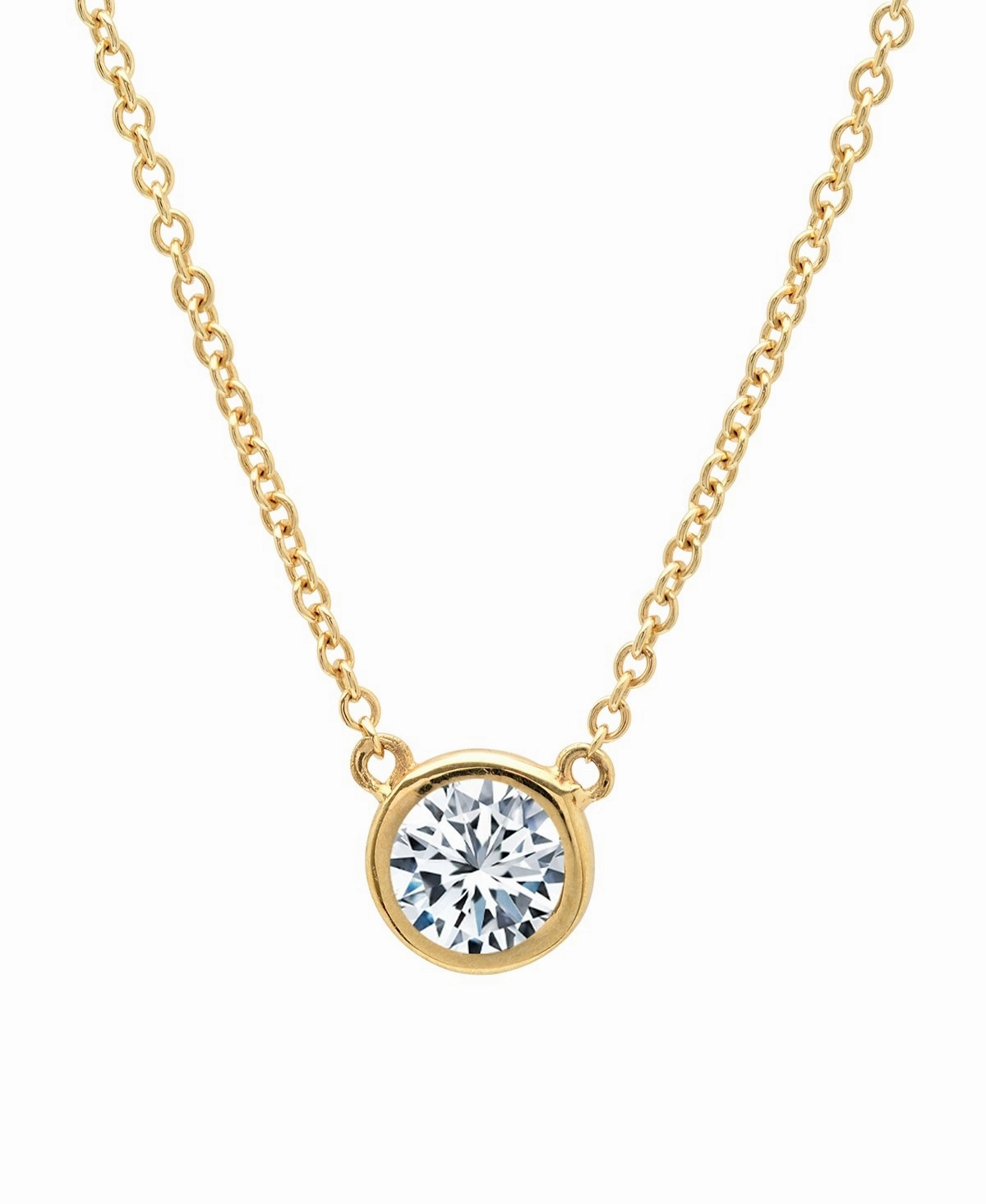 Solitaire Bezel Set Pendant Small Finished in Rose Gold