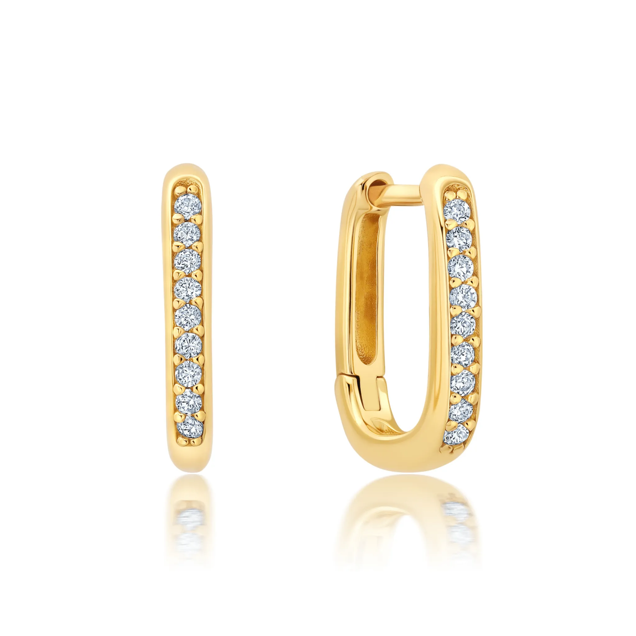 Square Huggie Hoops Finished in Gold