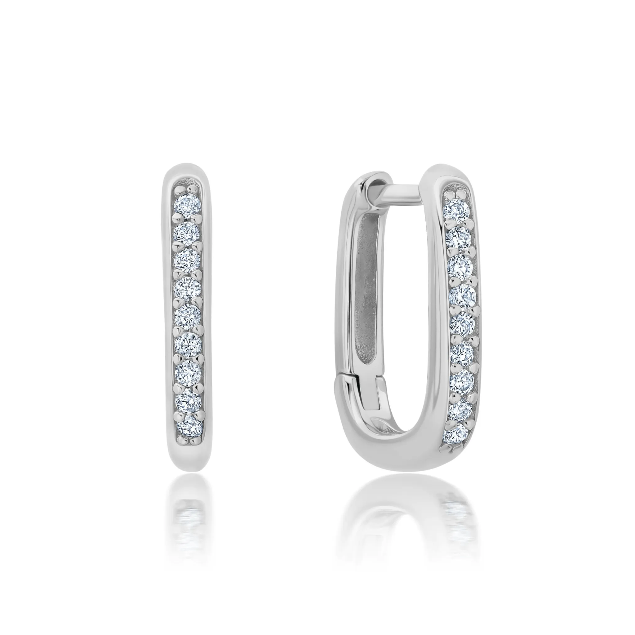 Square Huggie Hoops Finished in Platinum