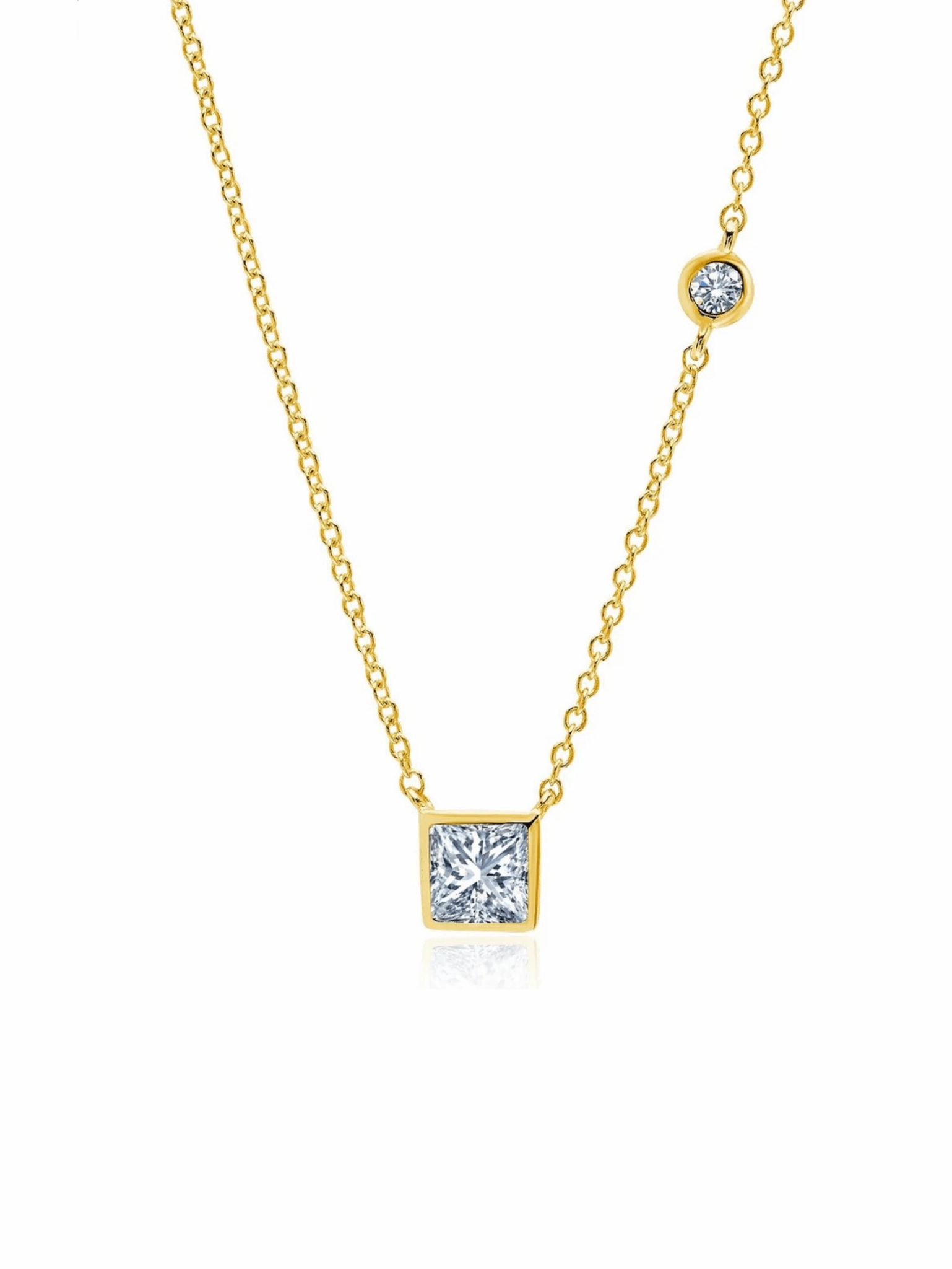 Square Asymmetrical Necklace in Gold