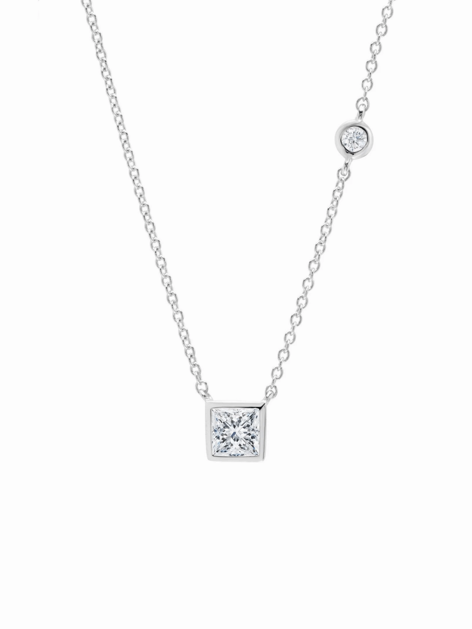 Square Asymmetrical Necklace in Platinum