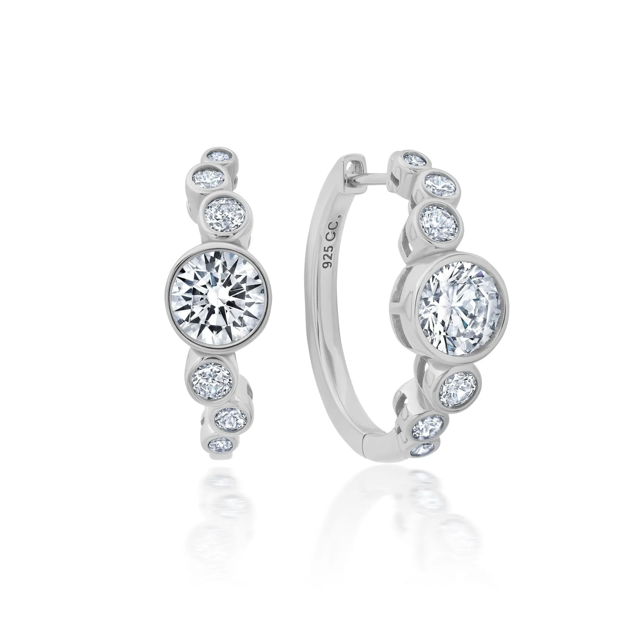 Stardust Bezel Earrings Finished in Platinum