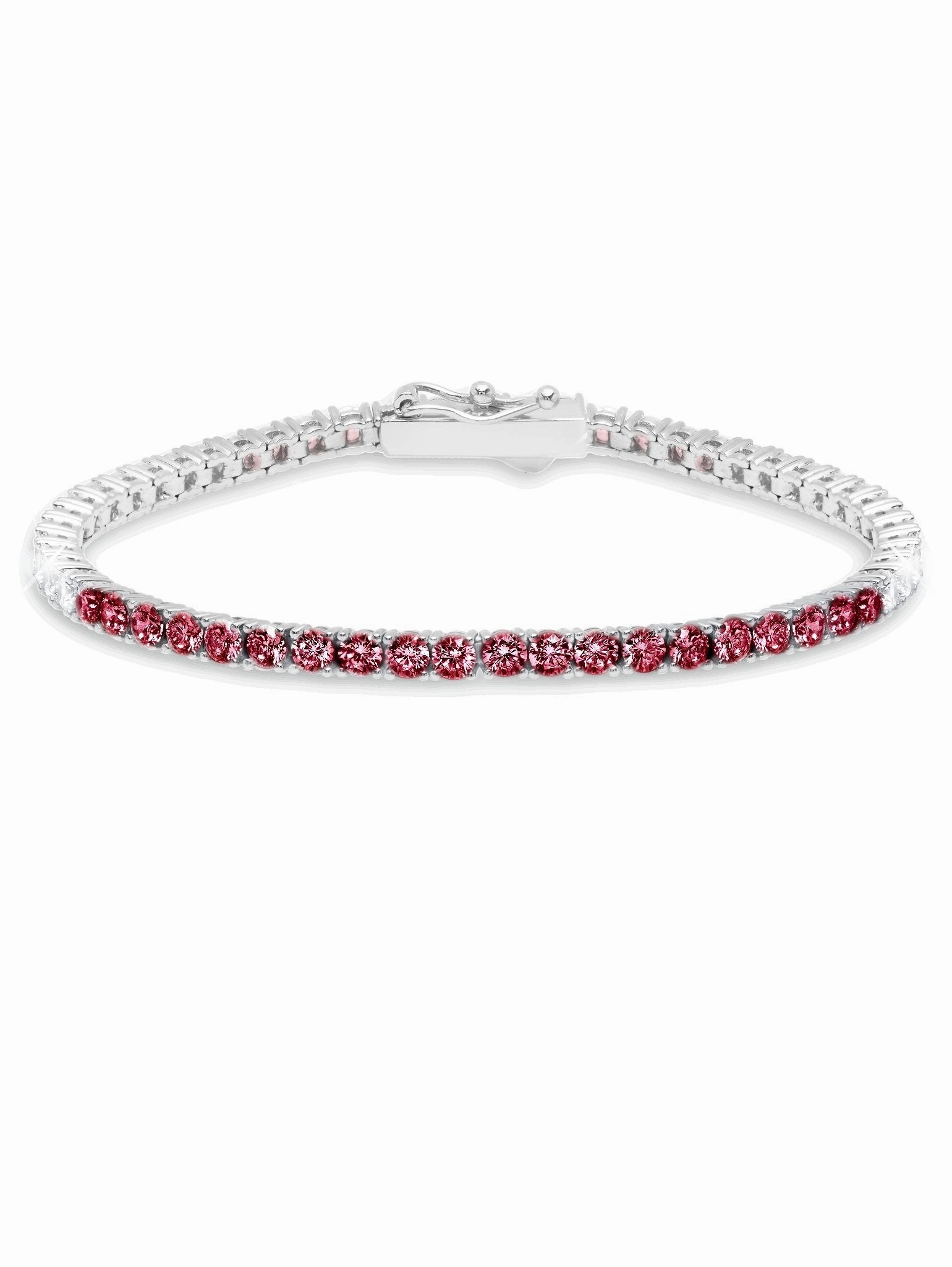 Tennis Bracelet With Round Cut 3mm Ruby Color Stones Sale