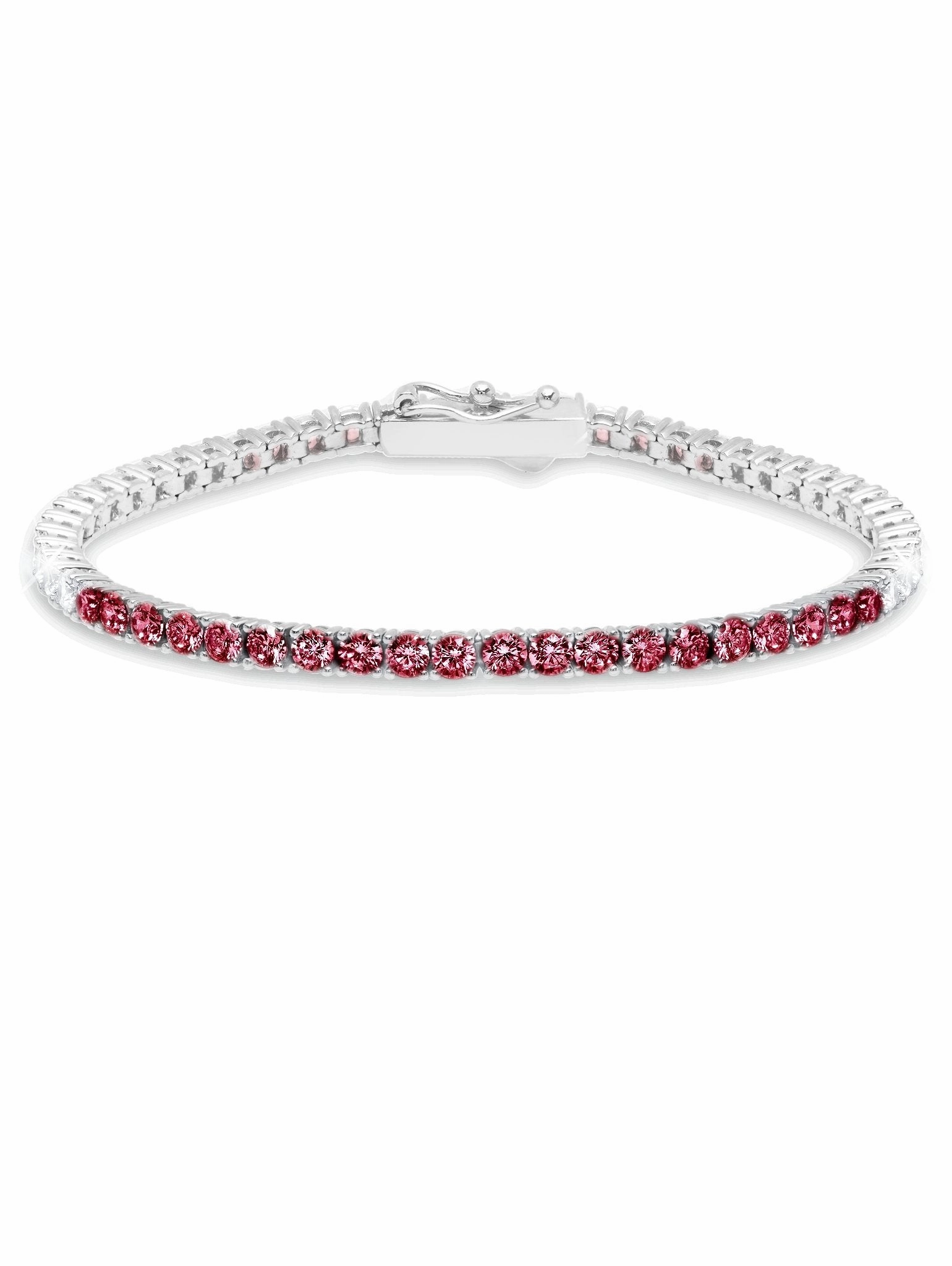 Tennis Bracelet With Round Cut 3mm Ruby Color Stones Sale