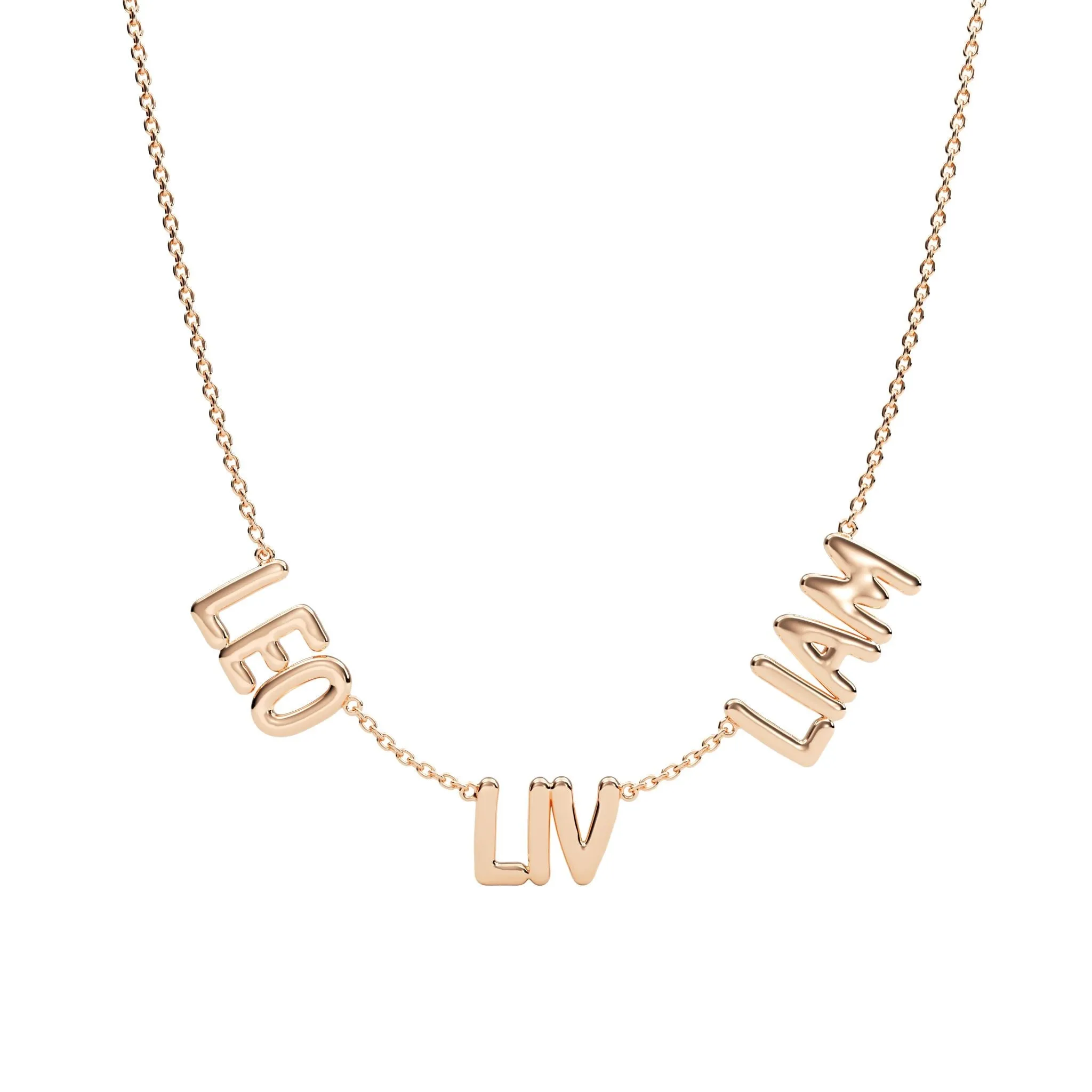 Three Name Bubble Necklace