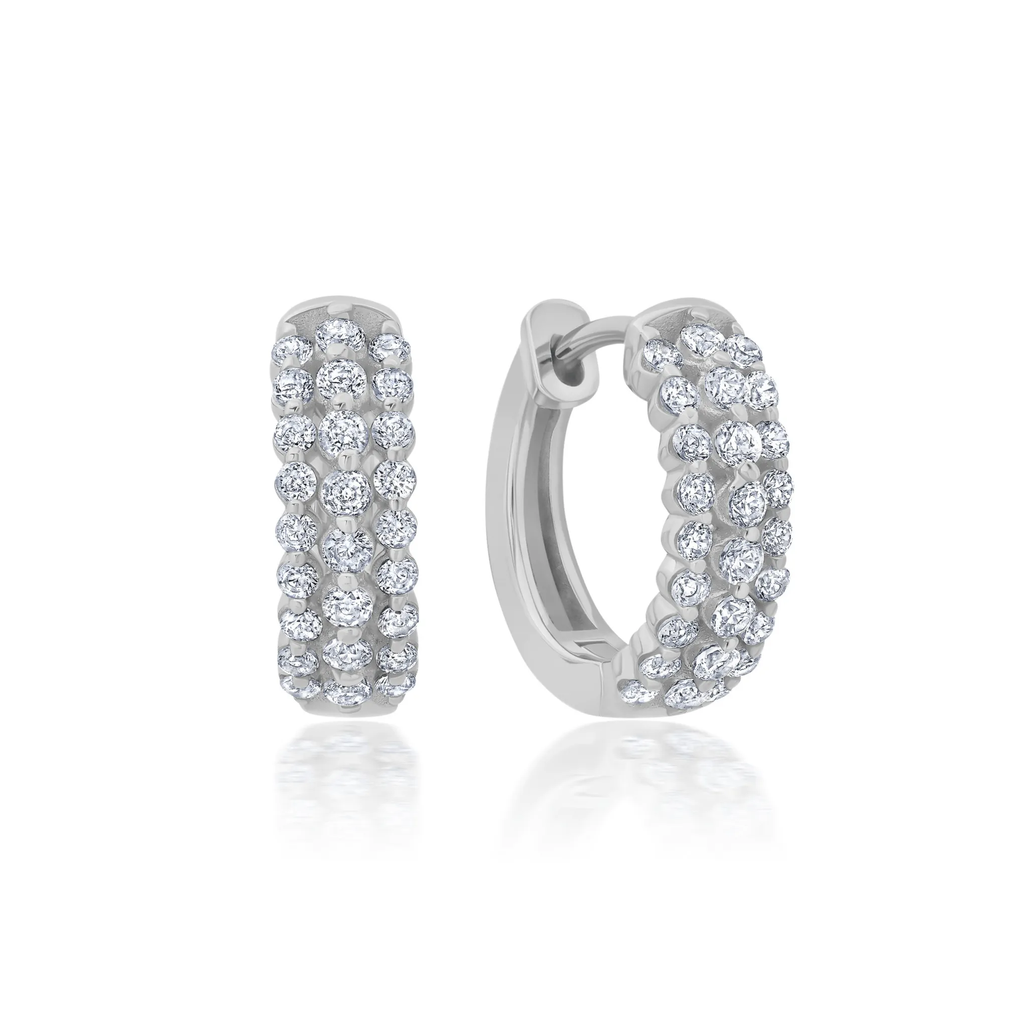 Three Row Huggie Hoops Finished in Platinum
