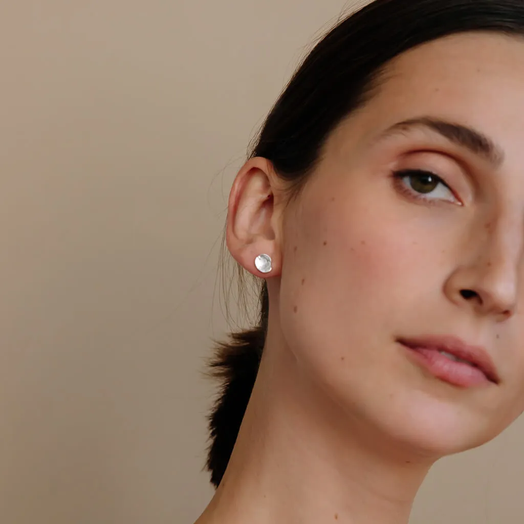 Tiny Palette Earrings - Hammered Sterling Silver