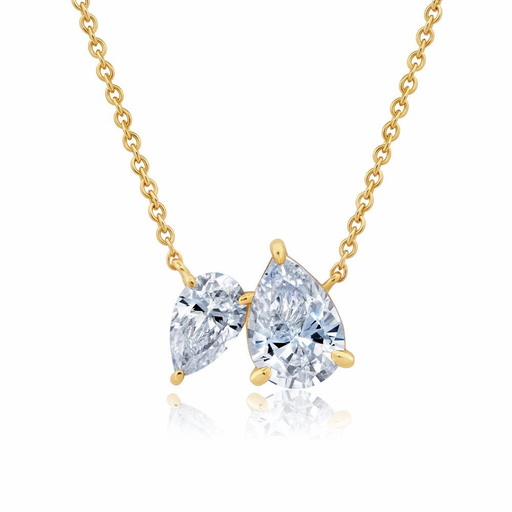 Toi et Moi Pear Pendant Necklace in Gold