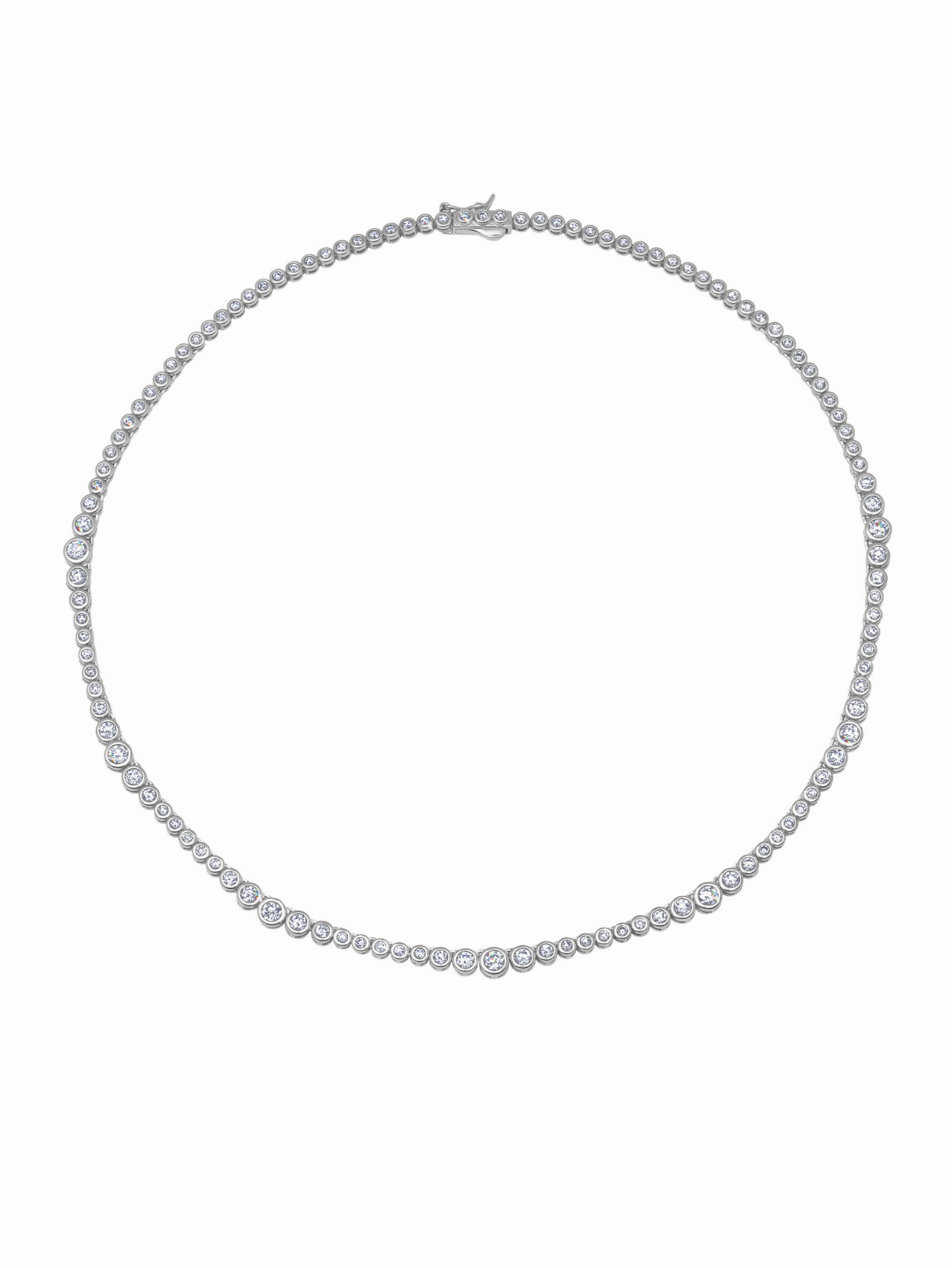 Treasure Bezel Tennis Necklace in Platinum