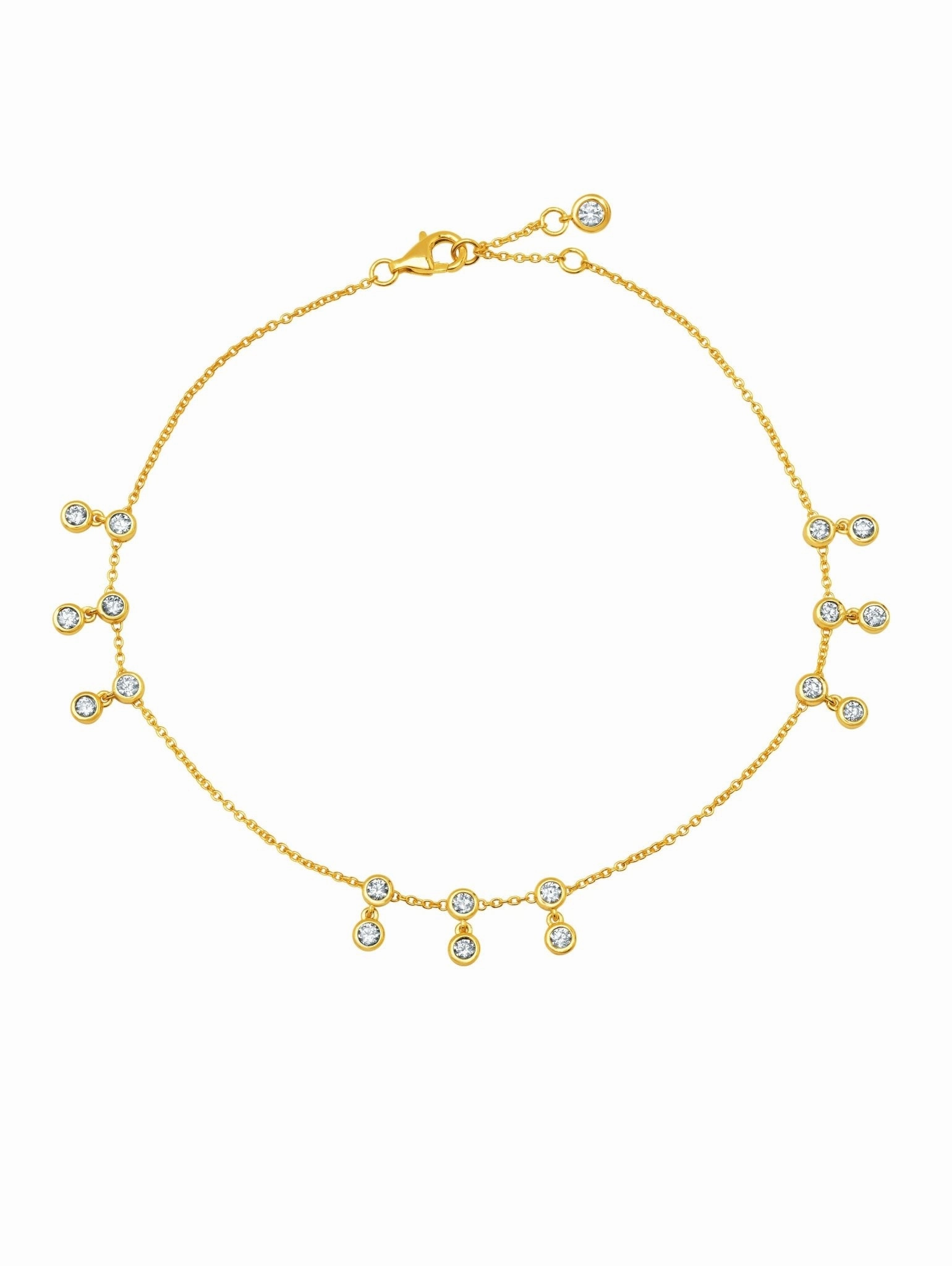 Tri Bezel Anklet Finished in Gold