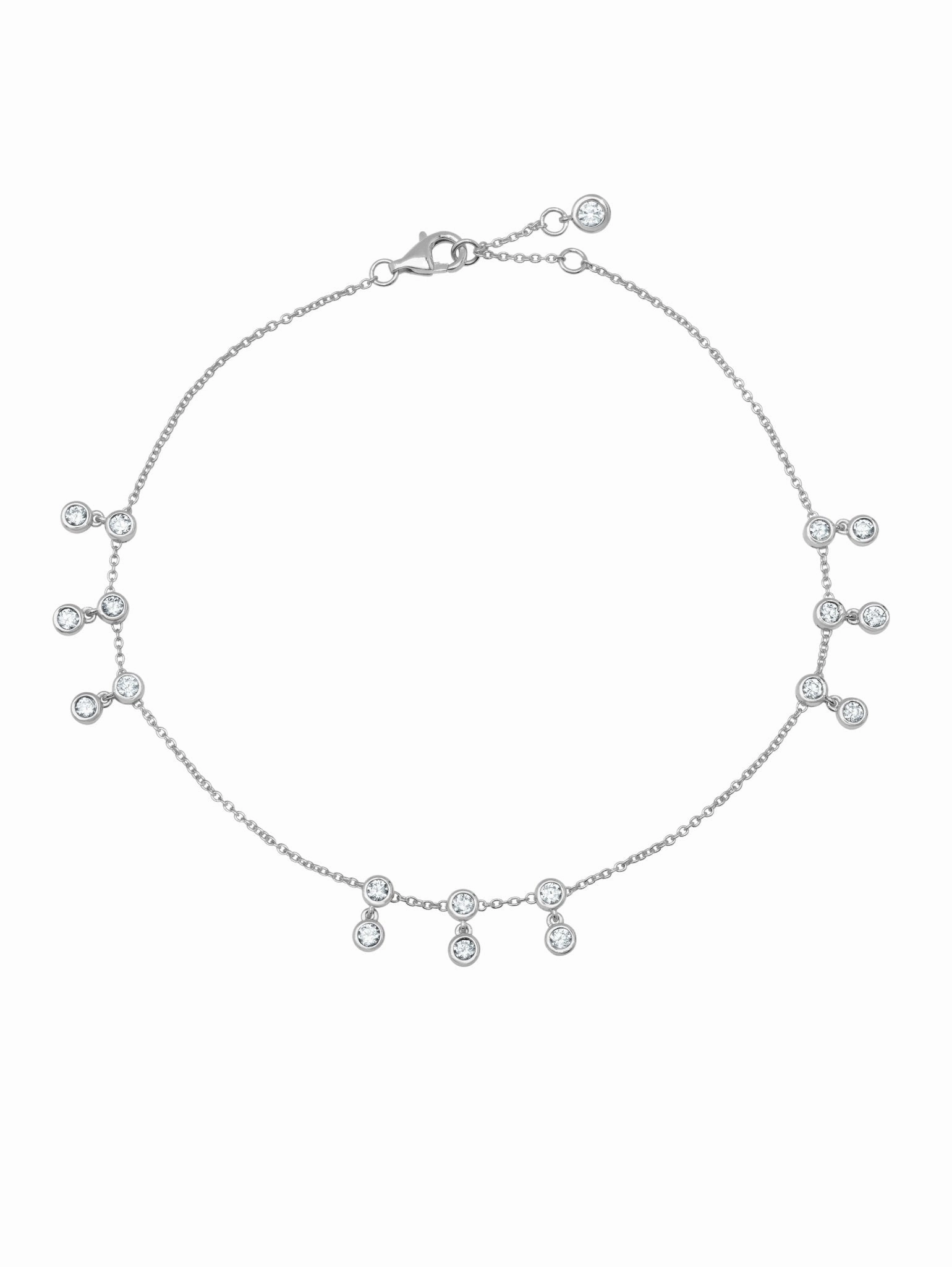 Tri Bezel Anklet Finished in Platinum