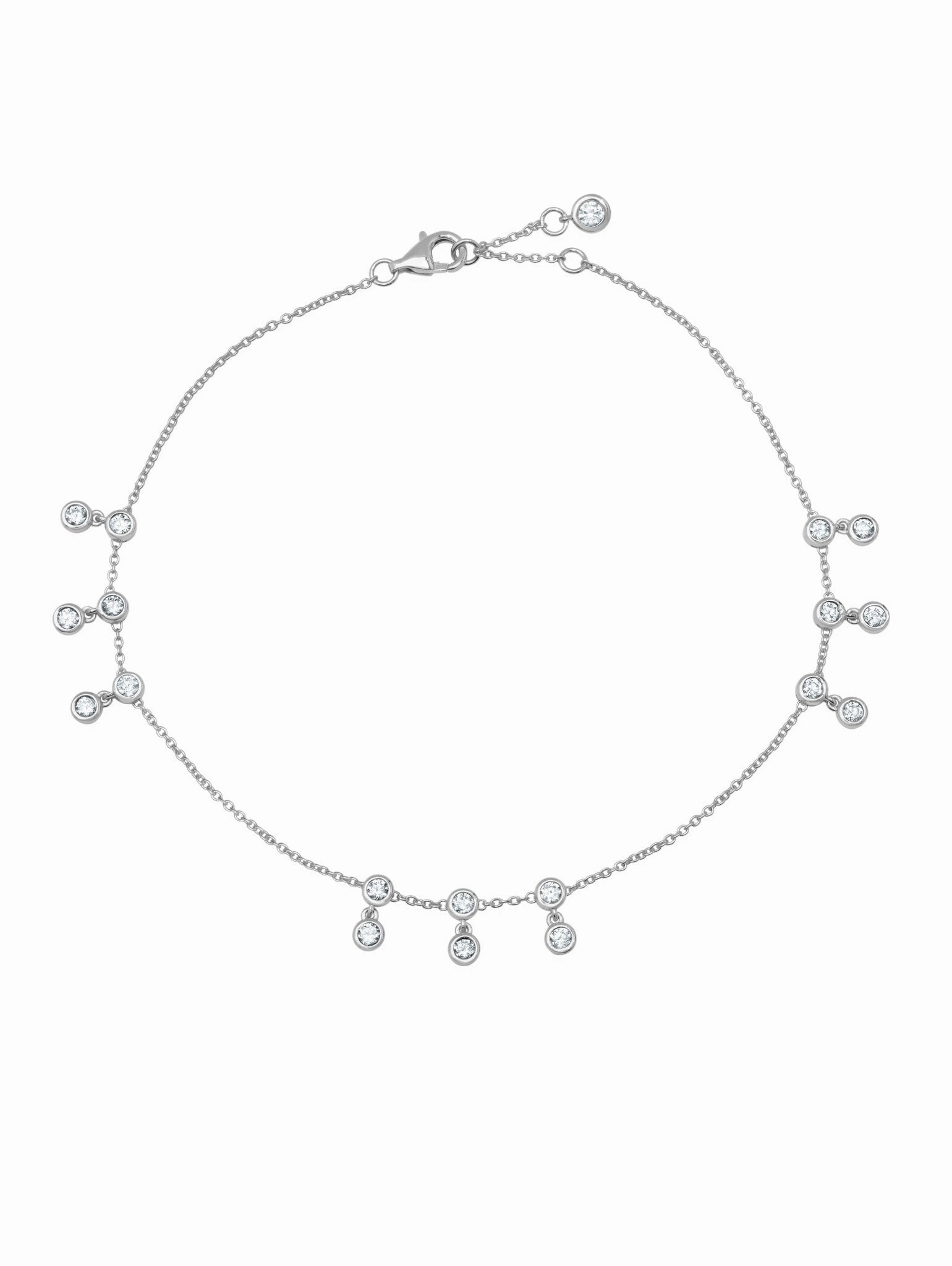 Tri Bezel Anklet Finished in Platinum