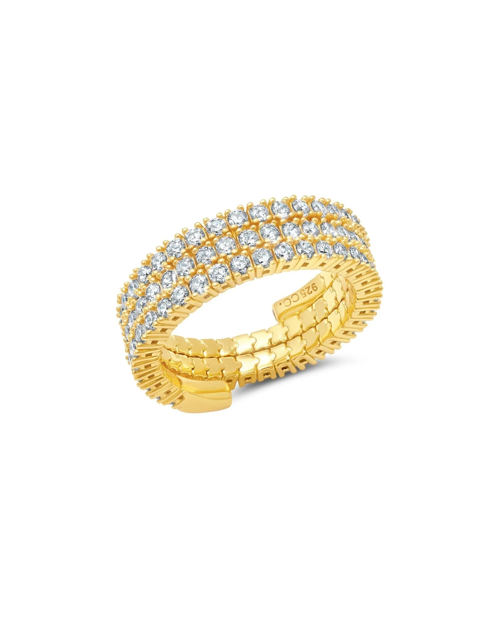 Triple Band Adjustable Ring Finished in Gold