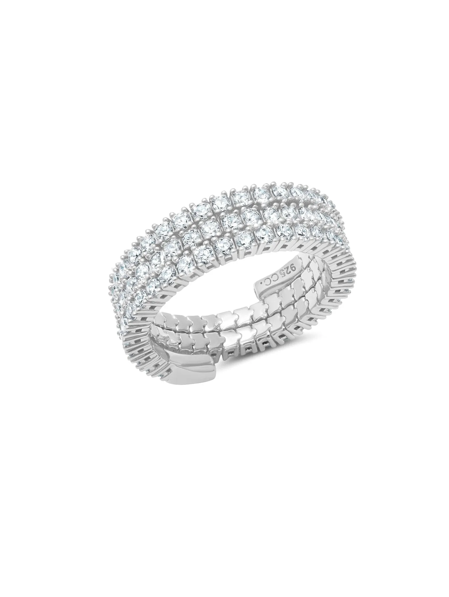 Triple Band Adjustable Ring Finished in Platinum