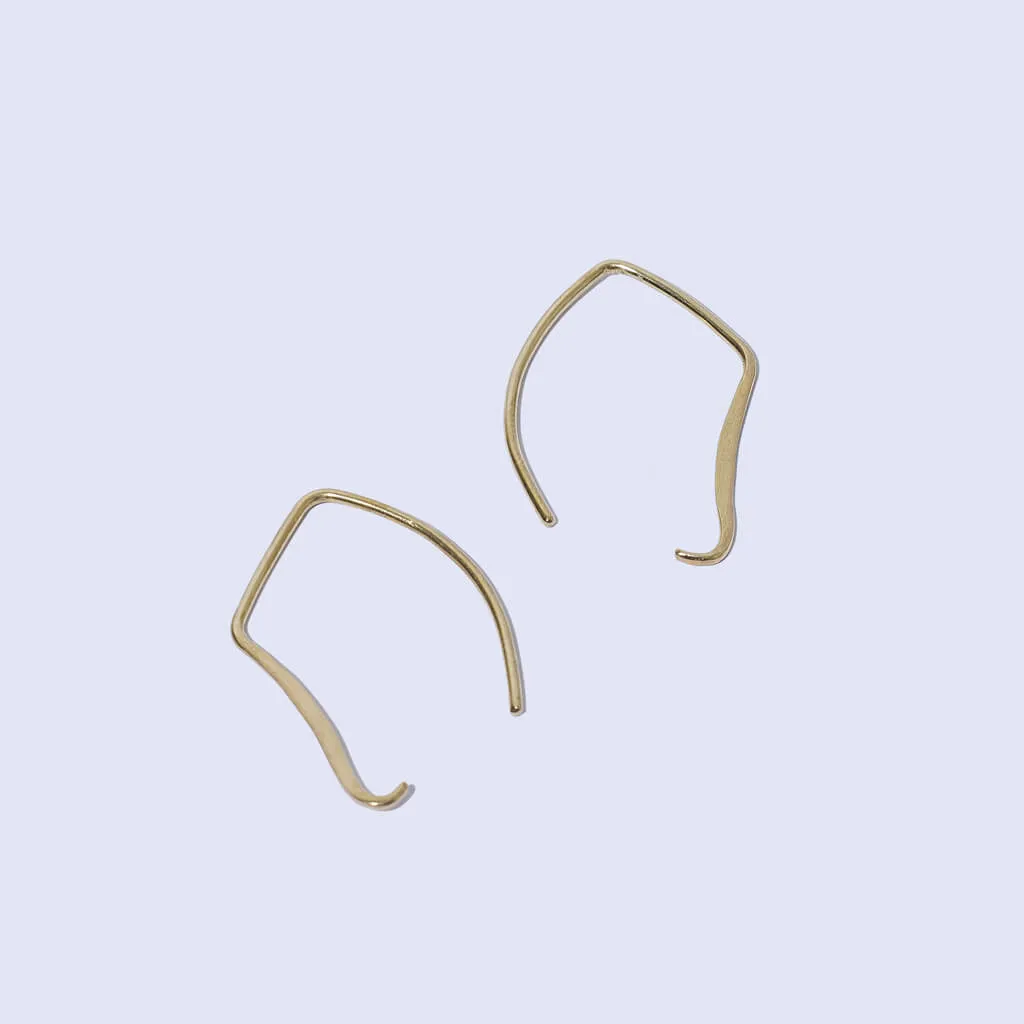 Wabi Sabi Hook Earrings - Brass