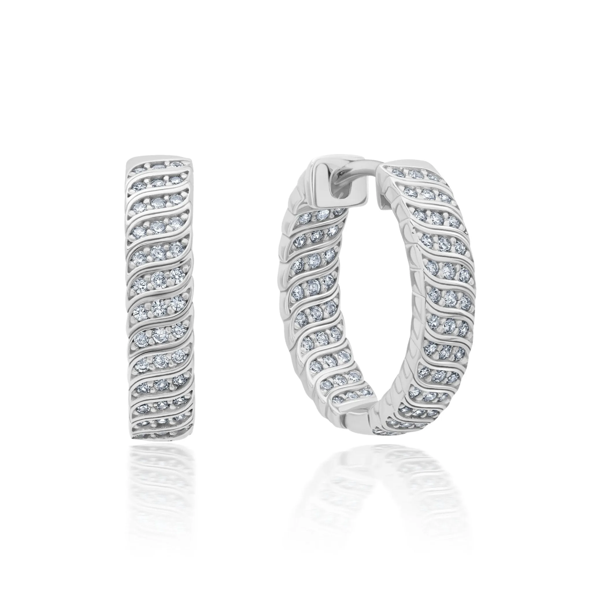 Wave Hoops in Platinum