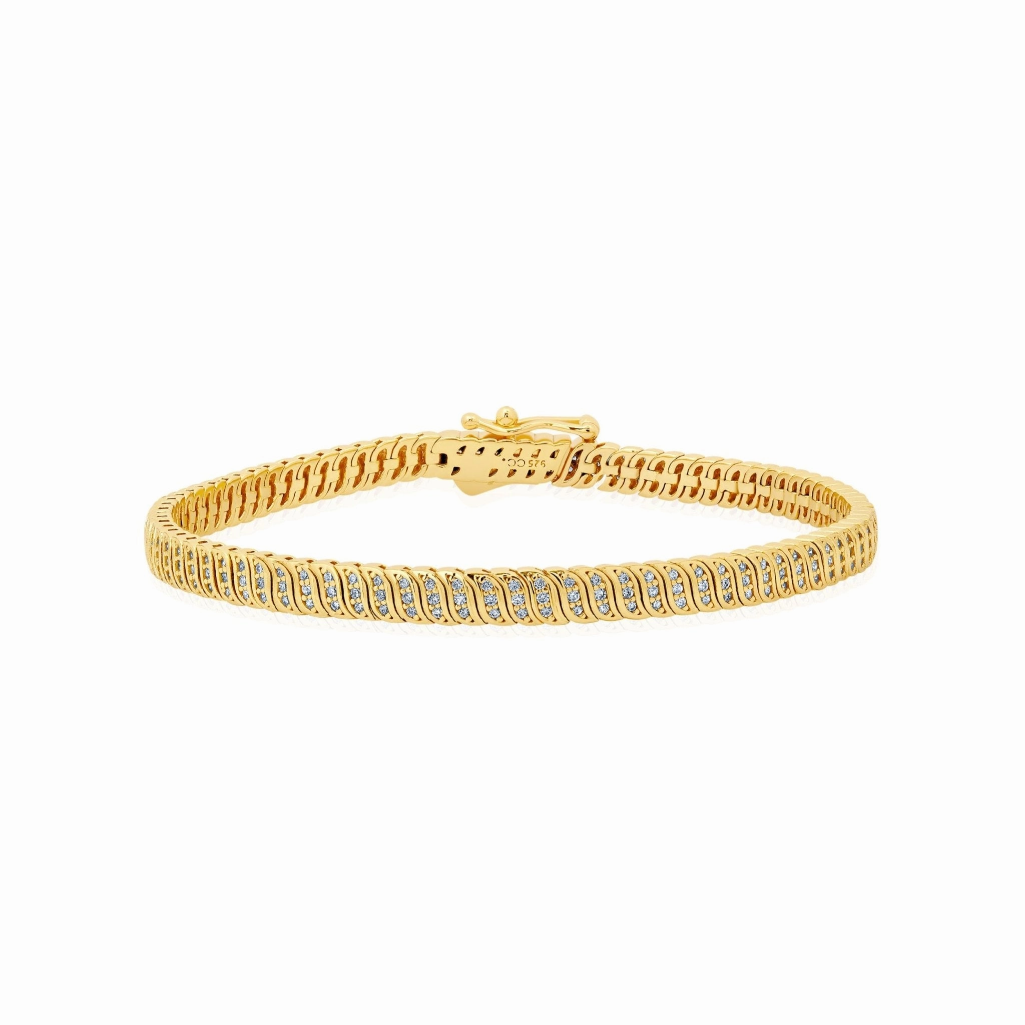 Wave Tennis Bracelet in Gold