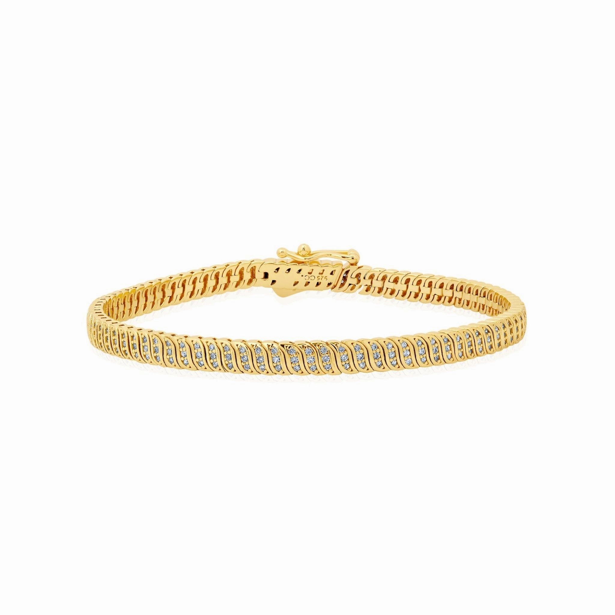 Wave Tennis Bracelet in Gold