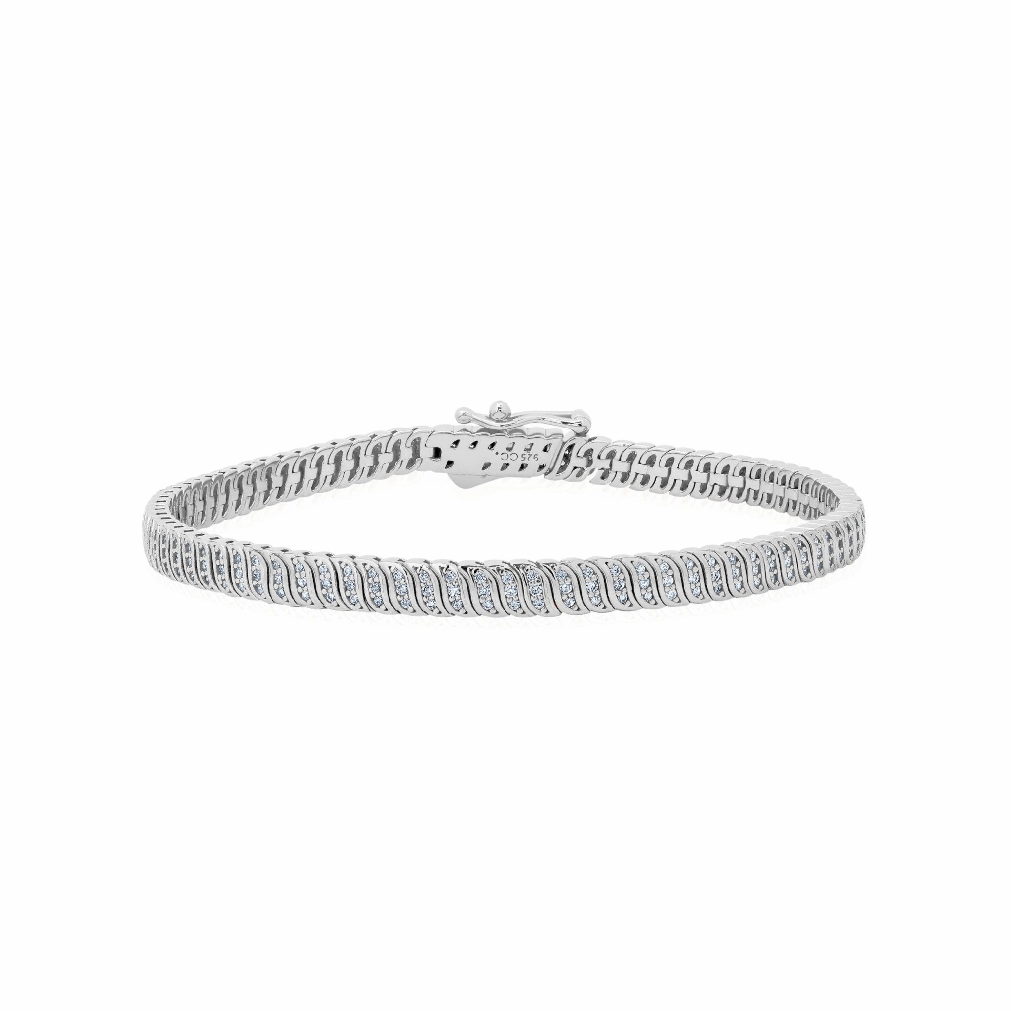 Wave Tennis Bracelet in Platinum