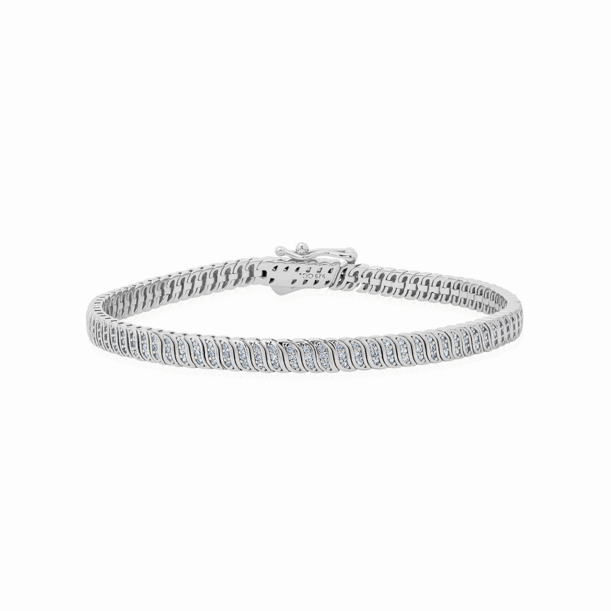 Wave Tennis Bracelet in Platinum