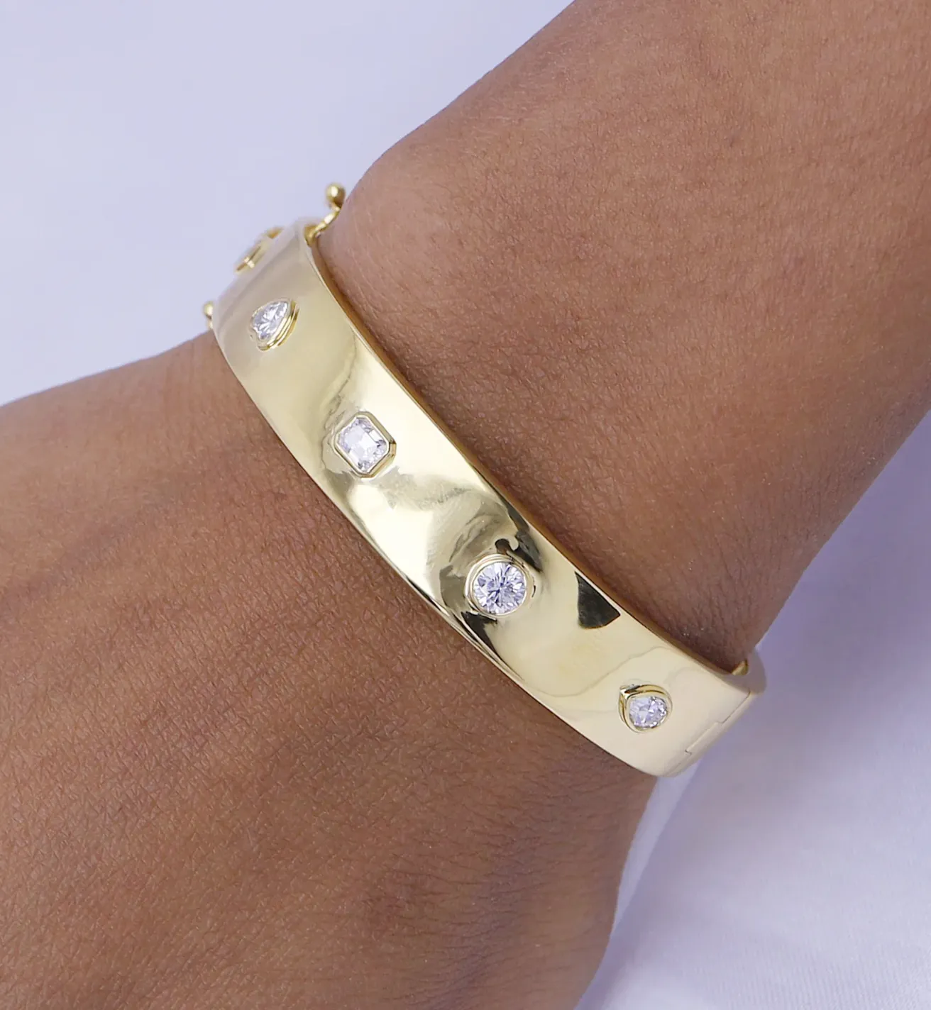 Wide Multi Shape Inlay Bangle