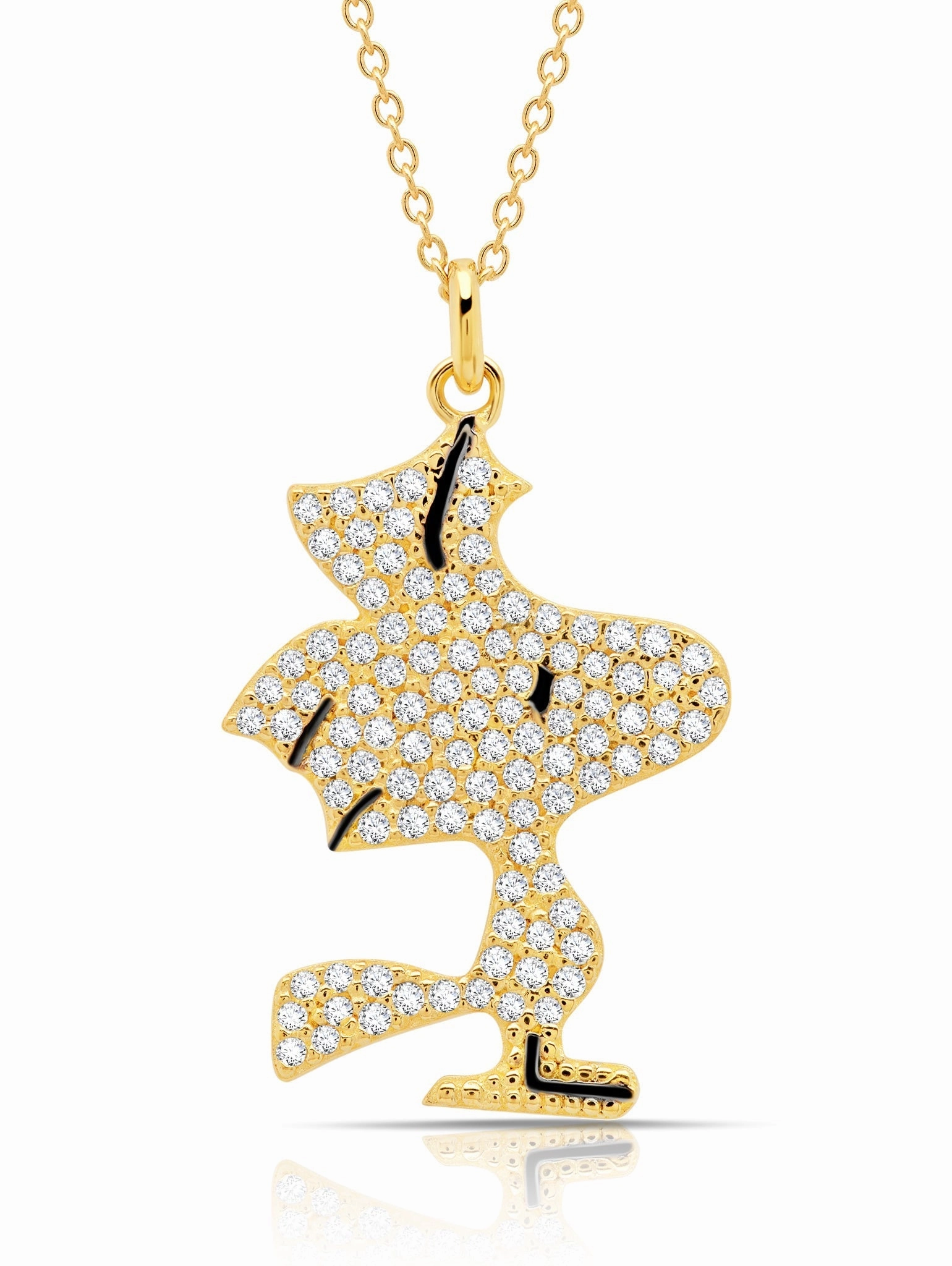 Woodstock Pave .925 Sterling Silver Necklace Finished in 18kt Yellow Gold