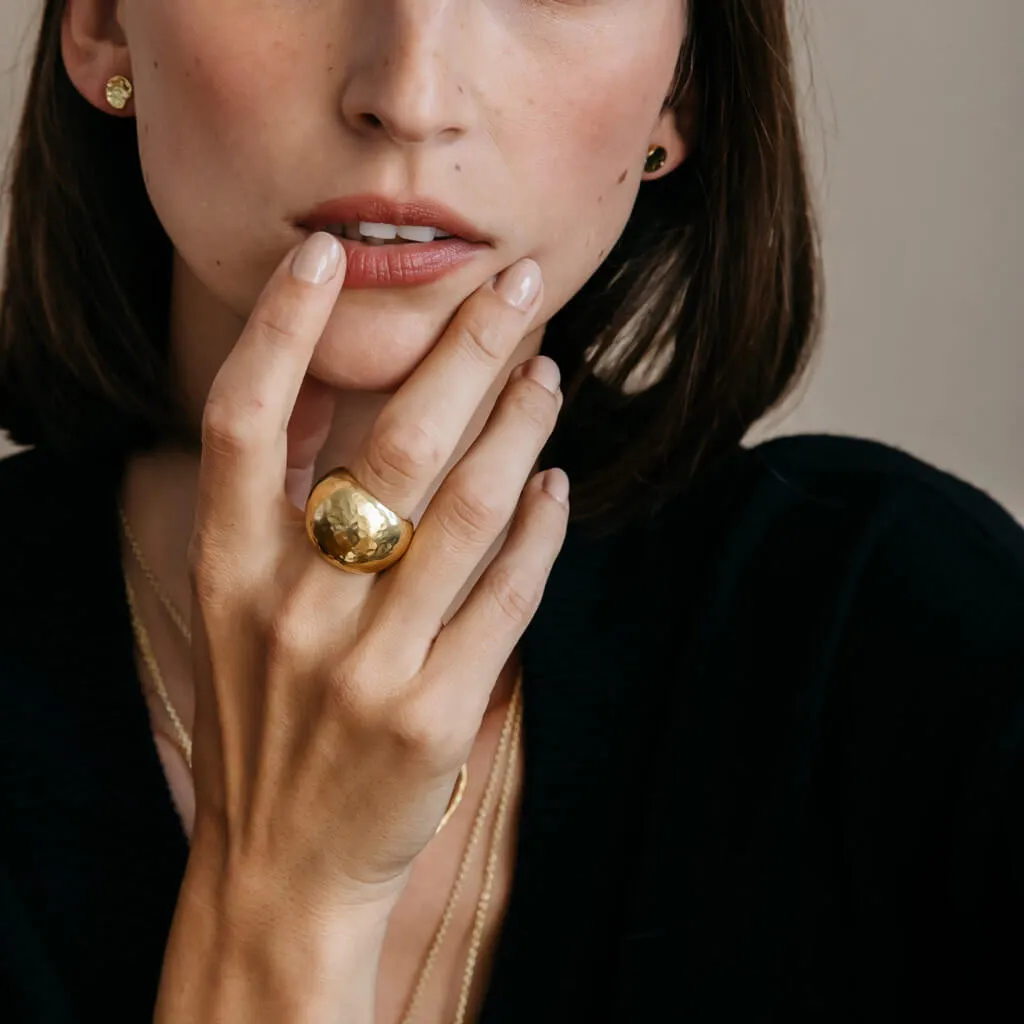 Yala Heritage Hammered Statement Ring - Brass