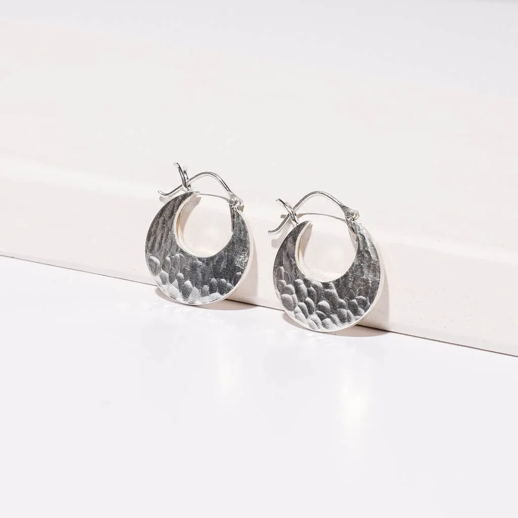 Yala Heritage Mini Hoops - Hammered Sterling
